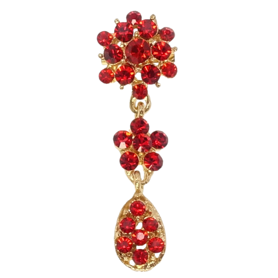 Брошка Квіточки з червоних страз фото №1