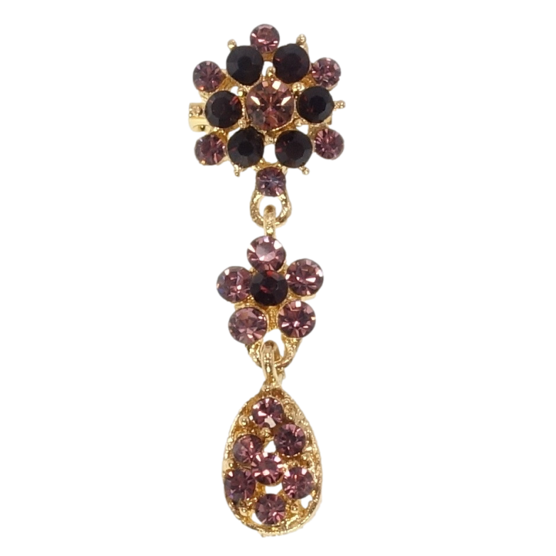 Брошка Квіточки з бордових страз фото №2 Брошка Квіточки з бордових страз фото №2