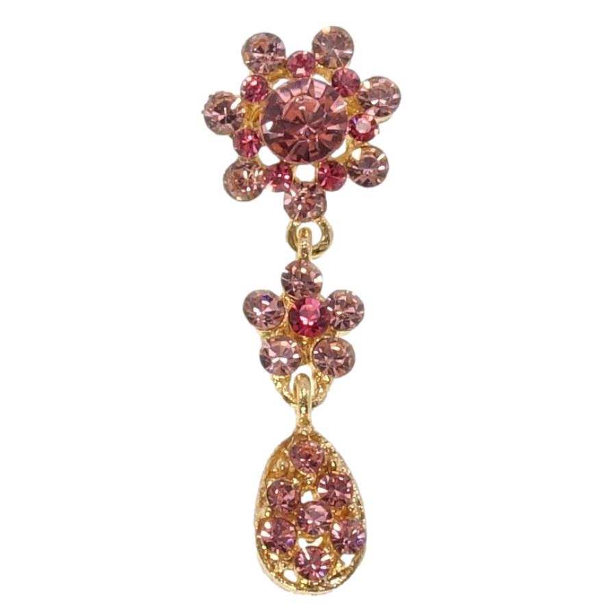 Брошка Квіточки з рожевих страз фото №1 Брошка Квіточки з рожевих страз фото №1