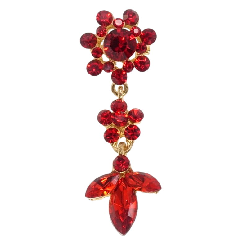 Брошка Квіточки з червоних страз фото №1 Брошка Квіточки з червоних страз фото №1