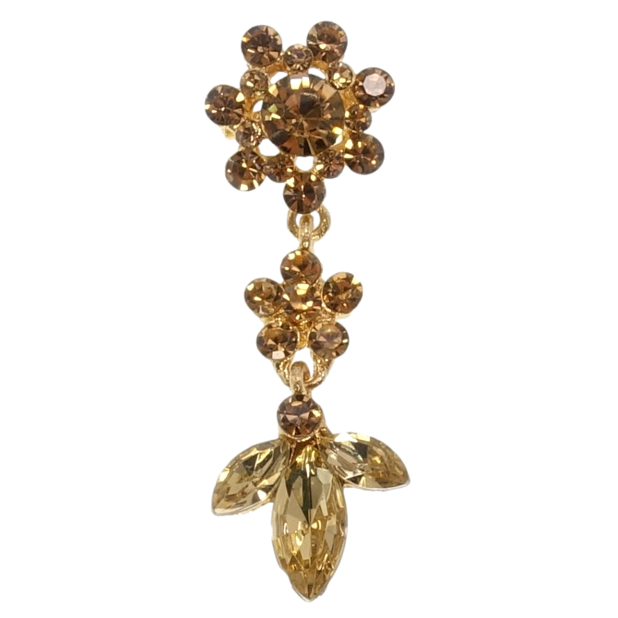 Брошка Квіточки із золотистих страз фото №1