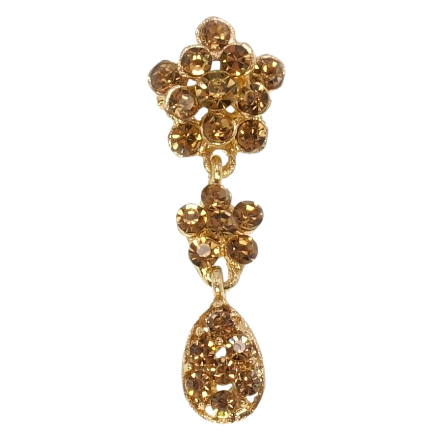 Брошка Квіточки із золотистих страз фото №1