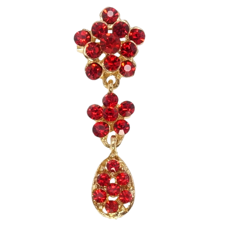 Брошка Квіточки з червоних страз фото №4 Брошка Квіточки з червоних страз фото №4