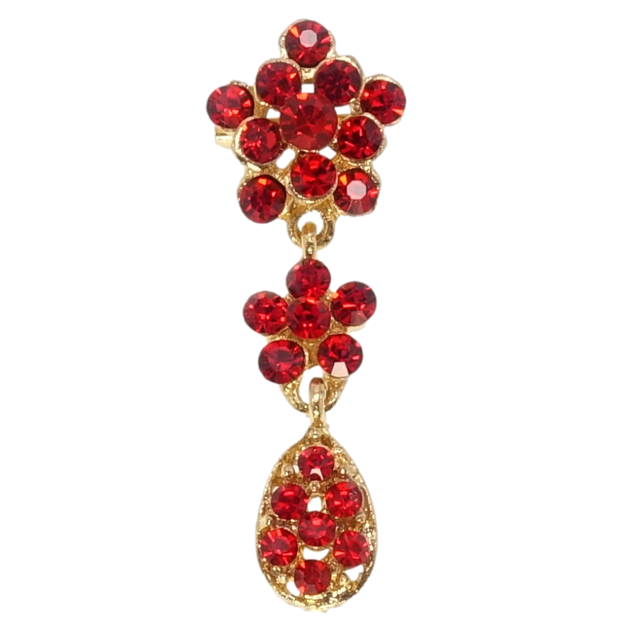 Брошь Цветочки из красных страз фото №1