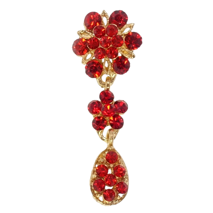 Брошка Квіточки з червоних страз фото №8