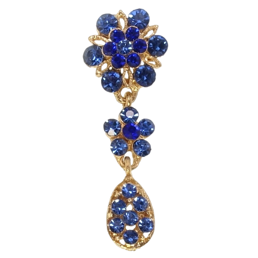 Брошь Цветочки из синих страз фото №1 Брошь Цветочки из синих страз фото №1