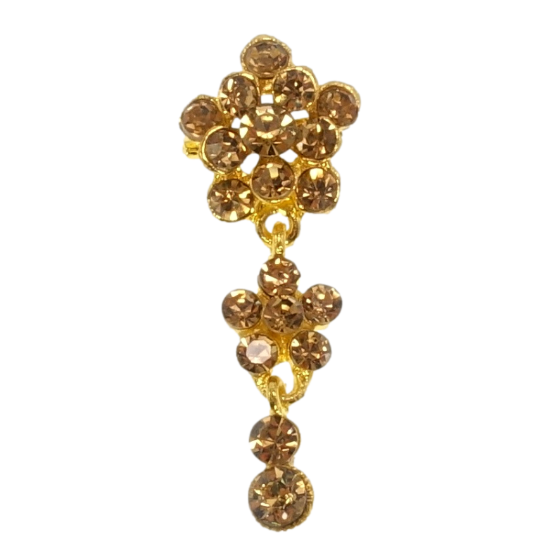 Брошка Кристальні квіточки підвіски з коричневих страз фото №1