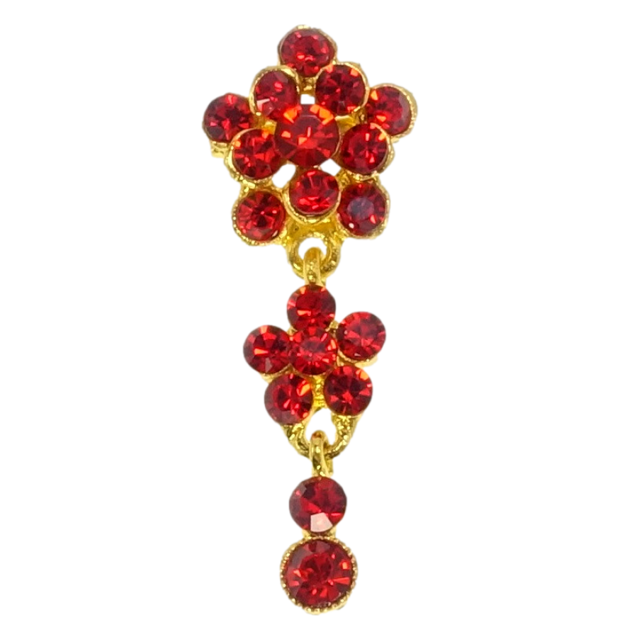 Брошь Кристальные цветочки подвески из красных страз фото №1