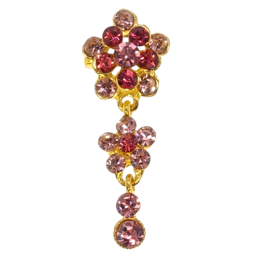 Брошь Кристальные цветочки подвески из розовых страз фото №1