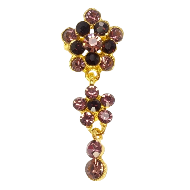 Брошь Кристальные цветочки подвески из бордовых страз фото №15