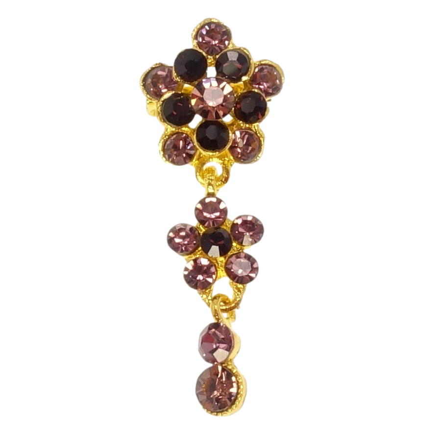 Брошка Кристальні квіточки підвіски з бордових страз фото №1