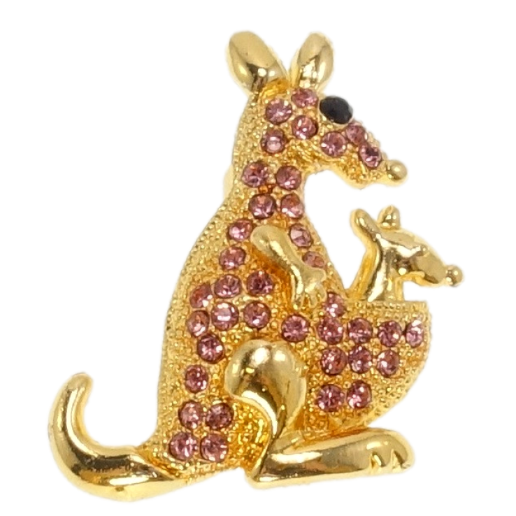 Брошка Кенгуру з рожевими стразами фото №5