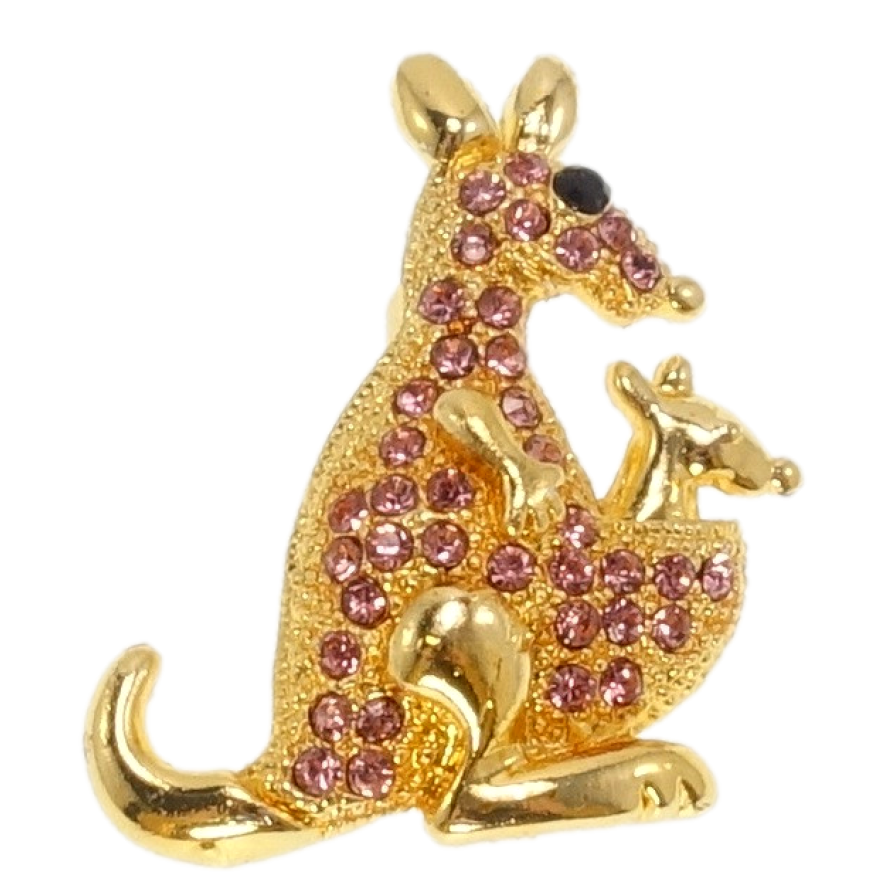 Брошка Кенгуру з рожевими стразами фото №1 Брошка Кенгуру з рожевими стразами фото №1