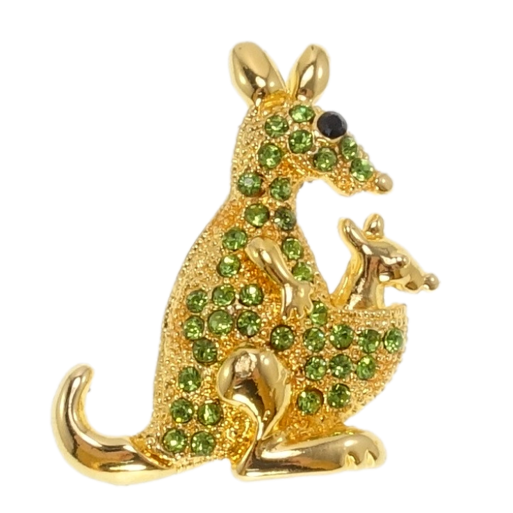 Брошка Кенгуру із зеленими стразами фото №9