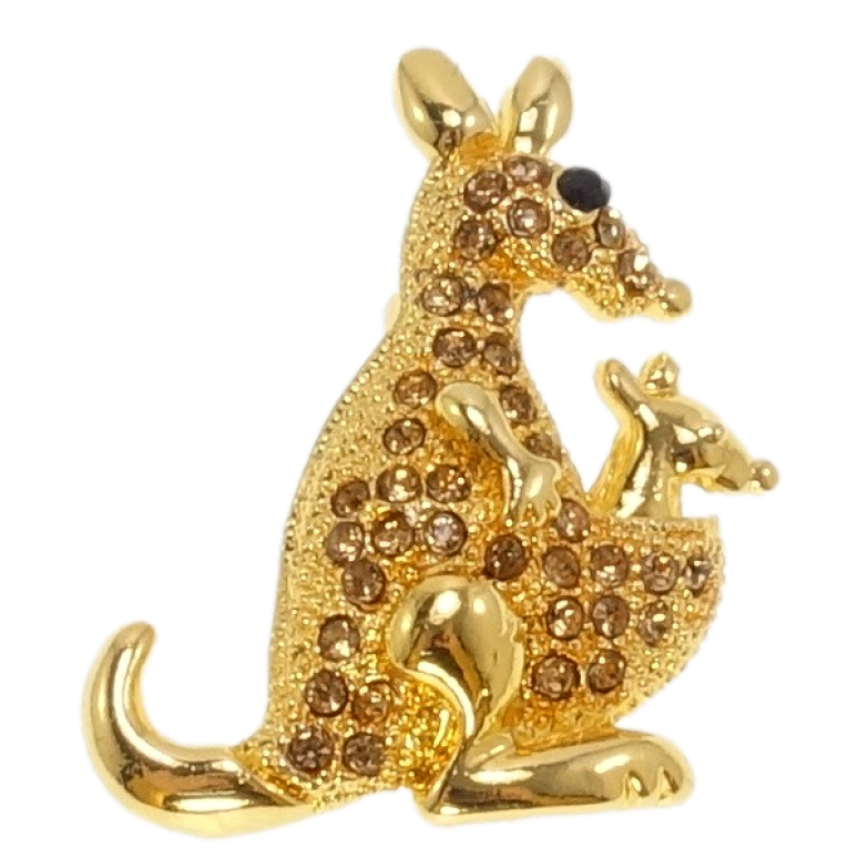 Брошка Кенгуру з коричневими стразами фото №1 Брошка Кенгуру з коричневими стразами фото №1