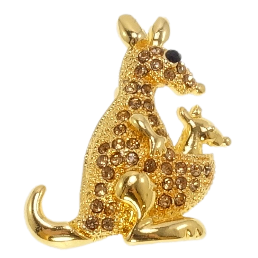 Брошка Кенгуру з коричневими стразами фото №1 Брошка Кенгуру з коричневими стразами фото №1
