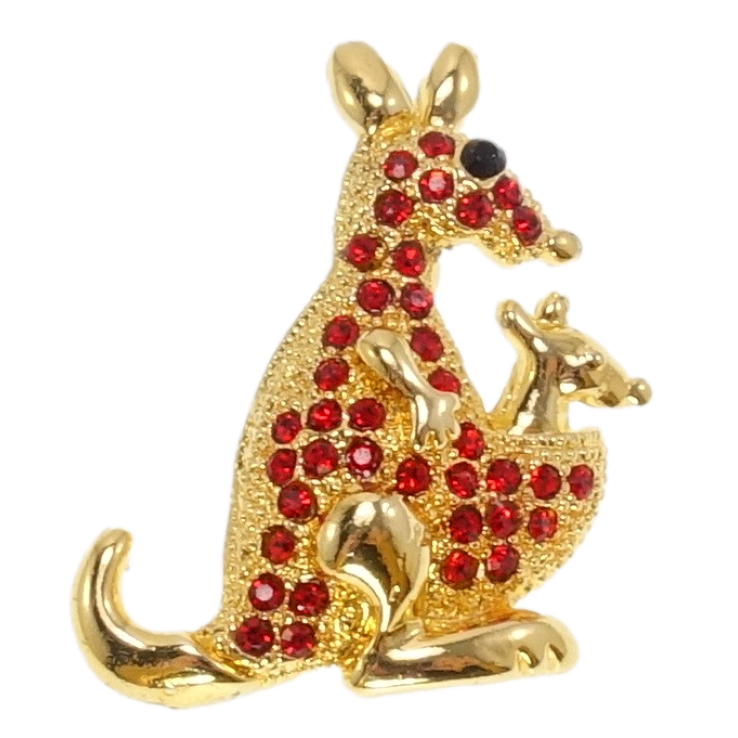 Брошка Кенгуру з червоними стразами фото №4