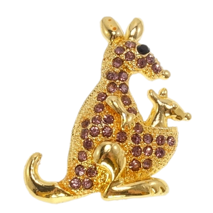 Брошка Кенгуру з бордовими стразами фото №8
