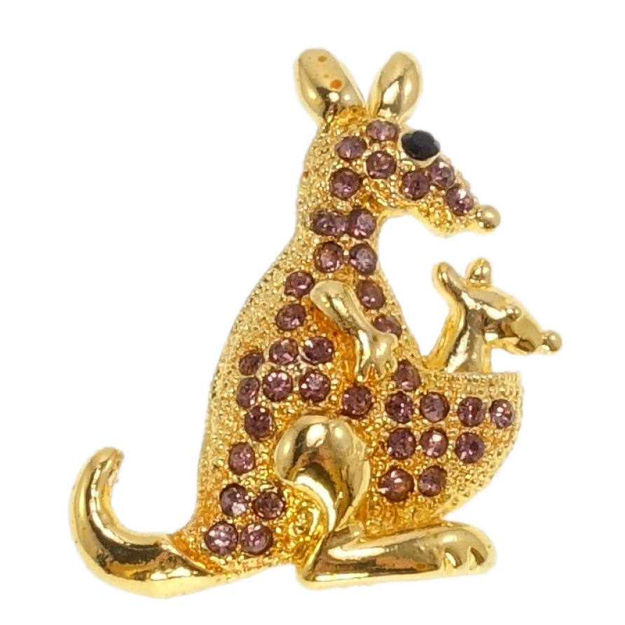 Брошка Кенгуру з бордовими стразами фото №1 Брошка Кенгуру з бордовими стразами фото №1