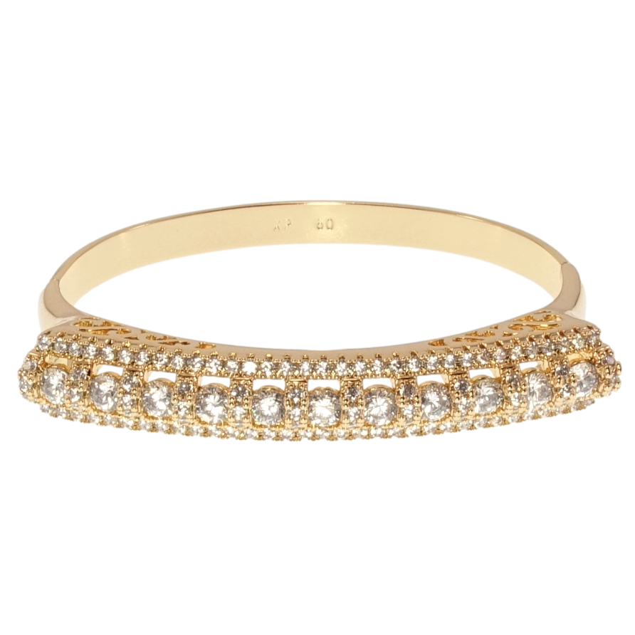 Браслет Xuping Позолота 18K Висока доріжка цирконію з різьбленим бічним візерунком ø 6см фото №1