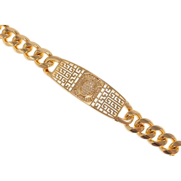 Браслет Xuping Позолота 18K Панцирне плетіння із вставкою із грецьким орнаментом довжина 19,5см х 11-16мм фото №7 Браслет Xuping Позолота 18K Панцирне плетіння із вставкою із грецьким орнаментом довжина 19,5см х 11-16мм фото №7
