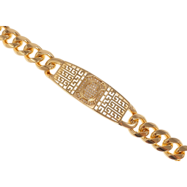 Браслет Xuping Позолота 18K Панцирне плетіння із вставкою із грецьким орнаментом довжина 19,5см х 11-16мм фото №16