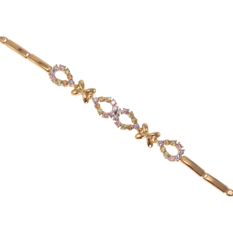 Браслет Xuping Позолота 18K Квіточки та крапельки з кольоровим цирконієм довжина 19.5см х 3-7мм фото №1