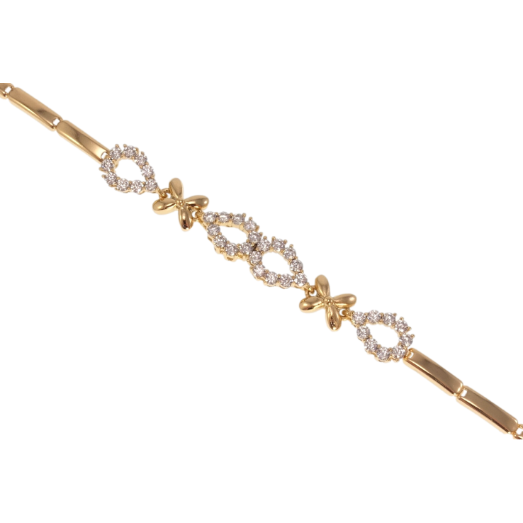 Браслет Xuping Позолота 18K Цветочки и капельки с цирконием длина 19.5см х 3-7мм фото №7