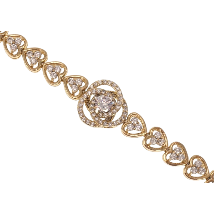 Браслет Xuping Позолота 18K Сердечки зі вставкою троянда довжина з дод. замком 17,19см х 7-15мм фото №4