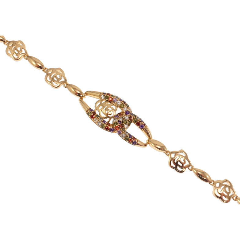 Браслет Xuping Позолота 18K Роза с петельками с цветным цирконием длина с доп.замком 17,19см х 4-13мм фото №5