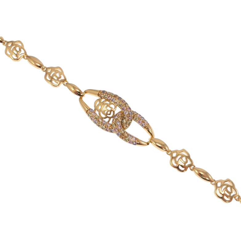 Браслет Xuping Позолота 18K Роза с петельками с цветным цирконием длина с доп.замком 16.5,18.5см х 4-13мм фото №1