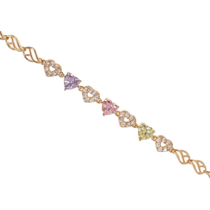 Браслет Xuping Позолота 18K Кристальные цветные сердечки длина с доп.замком 17,19см х 5-6мм фото №16