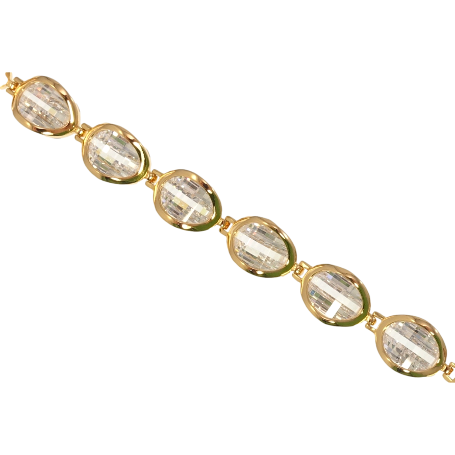 Браслет Xuping Позолота 18K Гранені кристали в ободковій оправі довжина з дод. замком 17.5,20см х 9мм фото №1