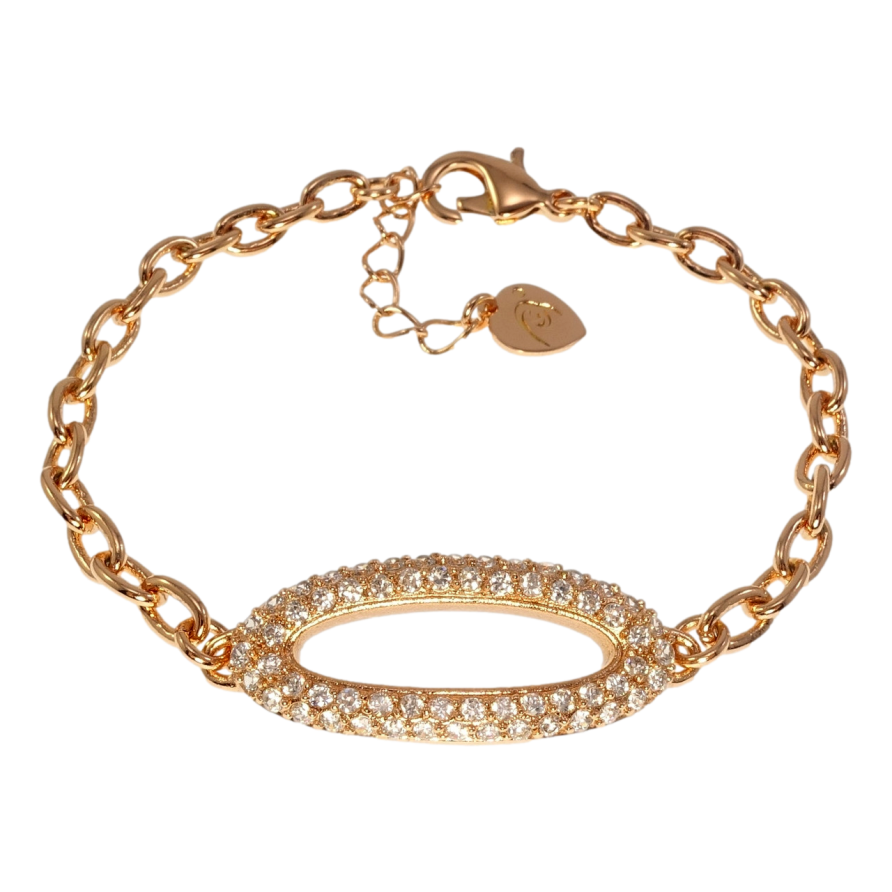 Браслет Xuping Позолота РО Якорное плетение с овальной вставкой длина с доп.цепочкой 18,5-21,5см х 5-14мм фото №1