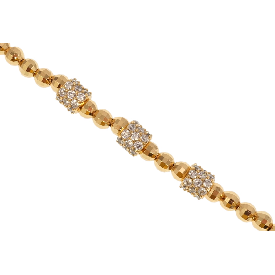 Браслет Xuping Позолота 18K Три циліндри з цирконієм і намистини довжина з дод. ланцюжком 16,5-20см х 5-7мм фото №1