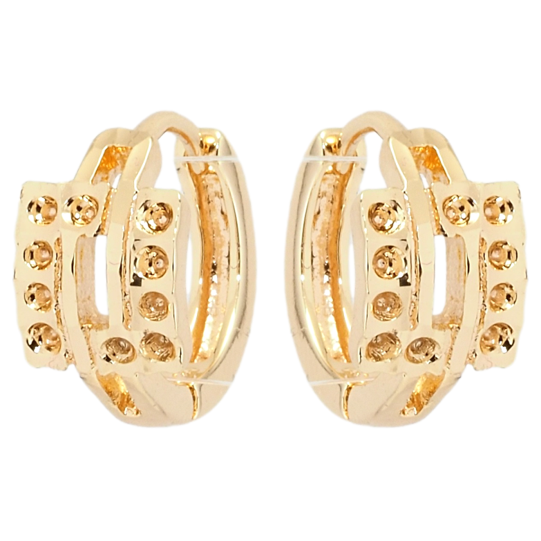 Серьги Xuping M&L Цвет 18K колечки Квадраты с декоративным узором фото №3