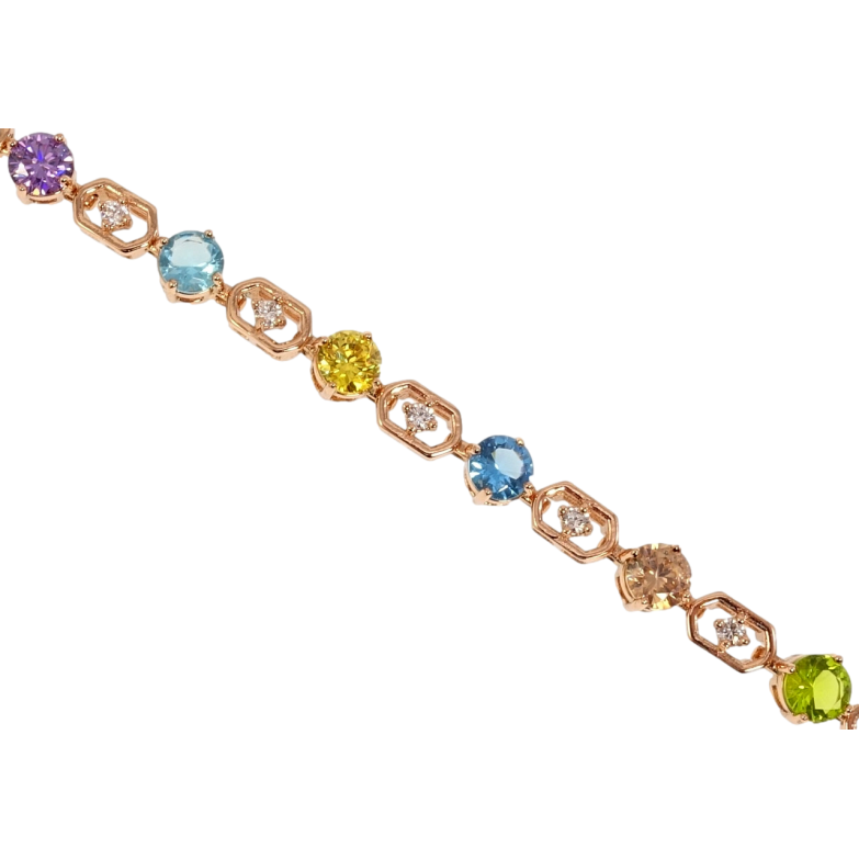 Браслет Xuping Позолота РО Дорожка многоугольников с цветными кристаллами длина 19.5см х 5мм фото №1