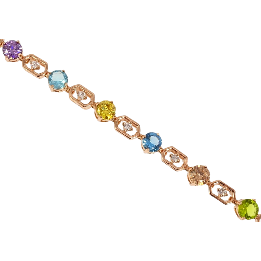 Браслет Xuping Позолота РВ Доріжка багатокутників з кольоровими кристалами довжина 19.5см х 5мм фото №1