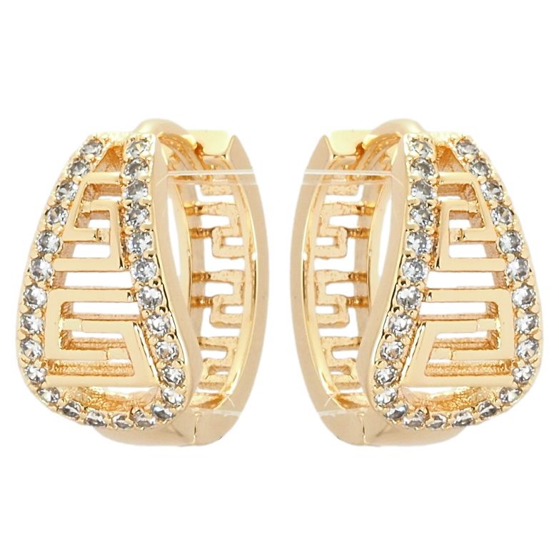 Сережки Xuping M&L Колір 18K колечка Різний меандровий орнамент із цирконієм фото №1 Сережки Xuping M&L Колір 18K колечка Різний меандровий орнамент із цирконієм фото №1