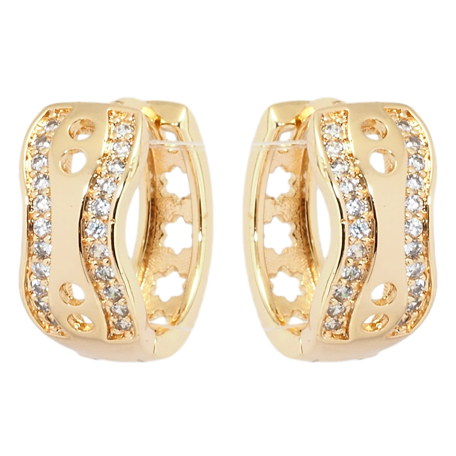 Сережки Xuping M&L Колір 18K колечка Фігурні з хвилястими доріжками цирконію фото №1