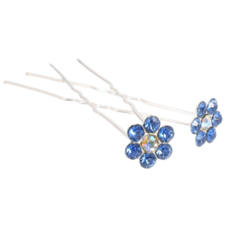 Шпилька для волосся Синя квіточка зі страз ø 11мм (ціна за одну штуку) фото №2 Шпилька для волосся Синя квіточка зі страз ø 11мм (ціна за одну штуку) фото №2