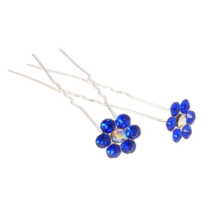 Шпилька для волосся Синя квіточка зі страз ø 11мм (ціна за одну штуку) фото №13