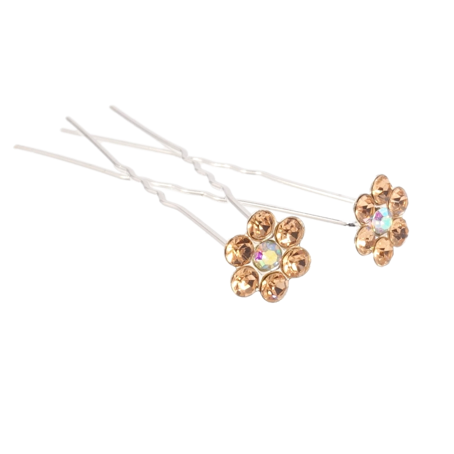 Шпилька для волосся Персикова квіточка зі страз ø 11мм (ціна за одну штуку) фото №1