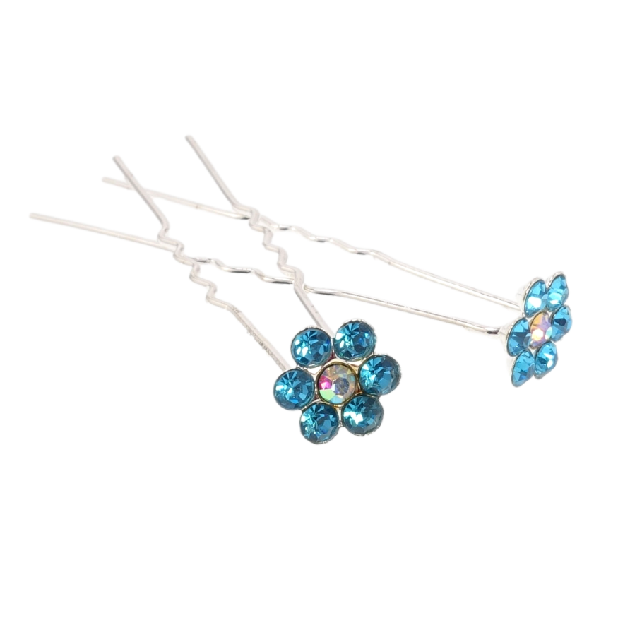 Шпилька для волосся Бірюзова квіточка зі страз ø 11мм (ціна за одну штуку) фото №1 Шпилька для волосся Бірюзова квіточка зі страз ø 11мм (ціна за одну штуку) фото №1