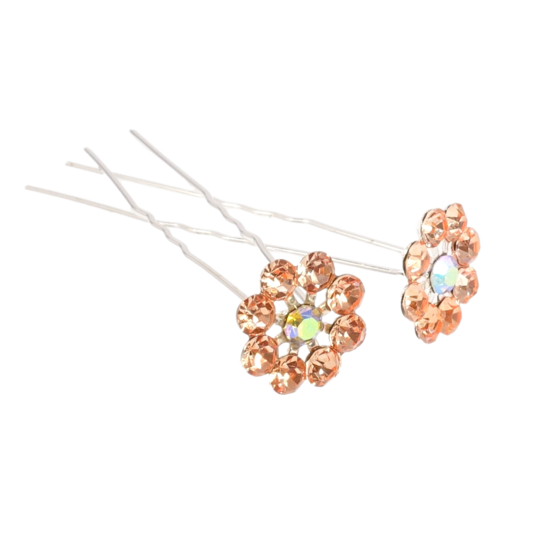 Шпилька для волосся Персикова квіточка зі страз ø 16мм (ціна за одну штуку) фото №8