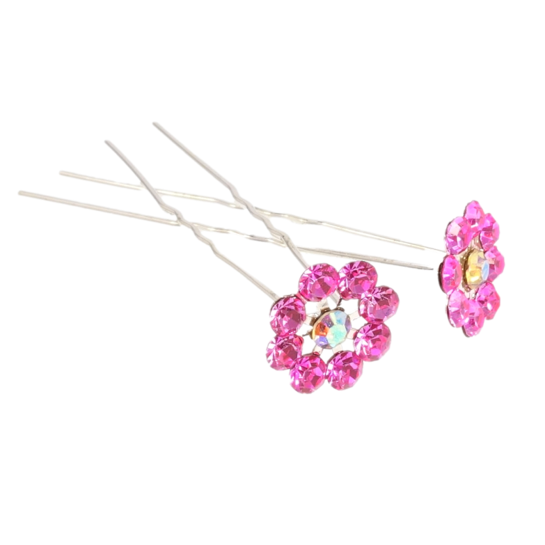 Шпилька для волосся Рожева квіточка зі страз ø 16мм (ціна за одну штуку) фото №1