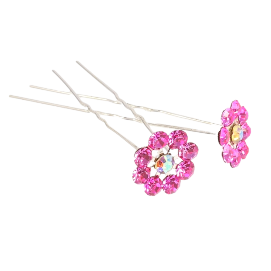 Шпилька для волосся Рожева квіточка зі страз ø 16мм (ціна за одну штуку) фото №1
