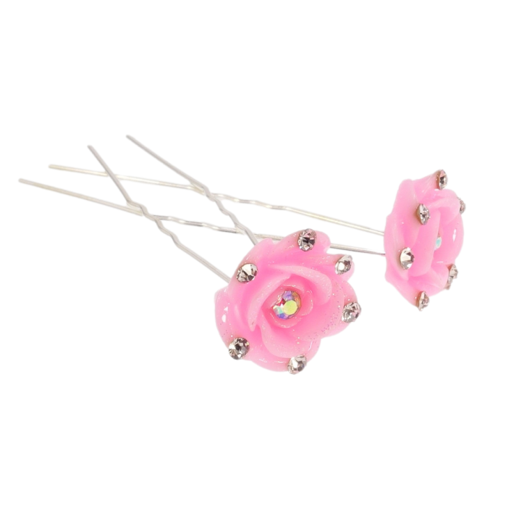 Шпилька для волосся Світло-рожева троянда зі стразами ø 17мм (ціна за одну штуку) фото №13