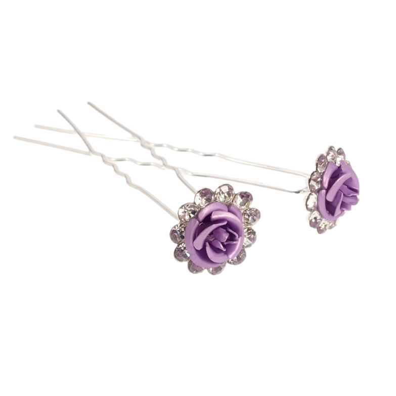 Шпилька для волосся Бузова троянда в обрамленні страз ø 14мм (ціна за одну штуку) фото №1 Шпилька для волосся Бузова троянда в обрамленні страз ø 14мм (ціна за одну штуку) фото №1