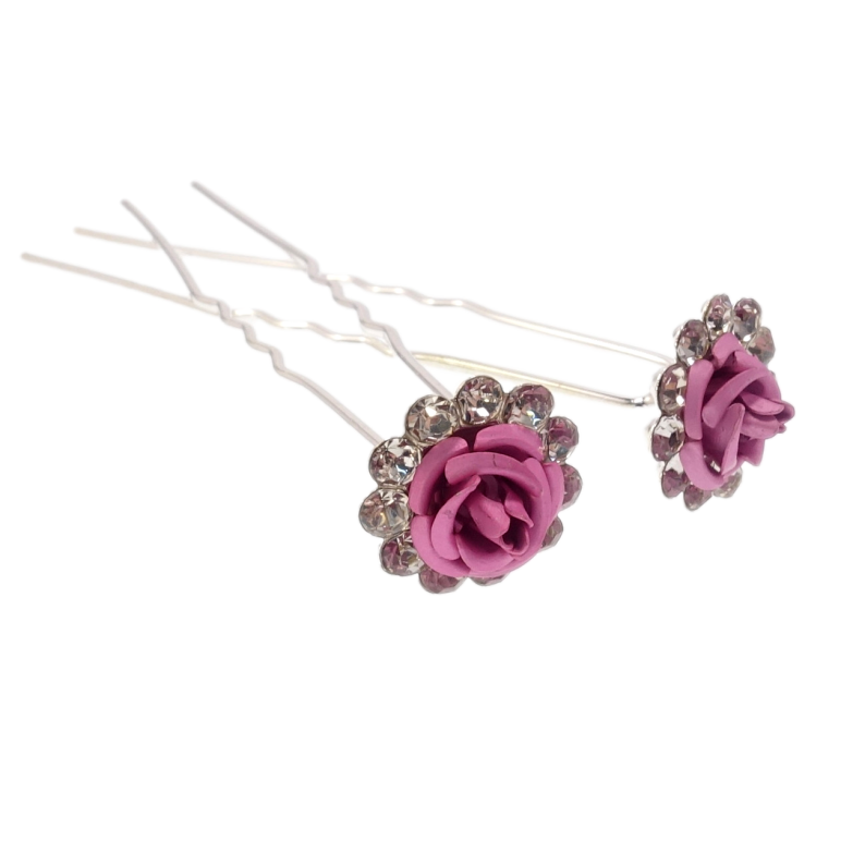 Шпилька для волосся Рожева троянда в обрамленні страз ø 14мм (ціна за одну штуку) фото №1 Шпилька для волосся Рожева троянда в обрамленні страз ø 14мм (ціна за одну штуку) фото №1